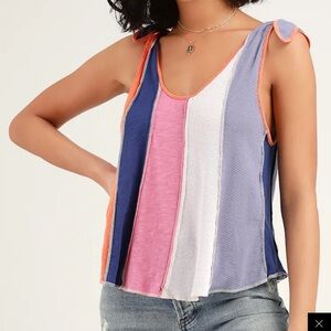 We The Free Carousel Orange Multi Striped Tank Top